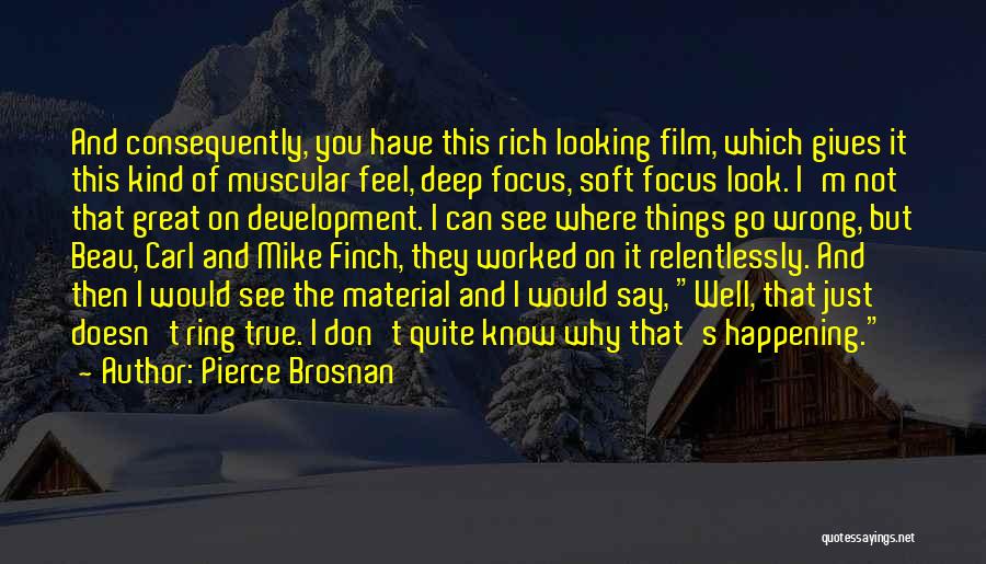 Pierce Brosnan Quotes: And Consequently, You Have This Rich Looking Film, Which Gives It This Kind Of Muscular Feel, Deep Focus, Soft Focus