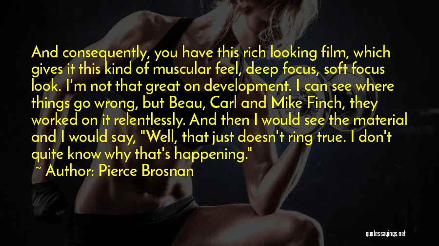 Pierce Brosnan Quotes: And Consequently, You Have This Rich Looking Film, Which Gives It This Kind Of Muscular Feel, Deep Focus, Soft Focus
