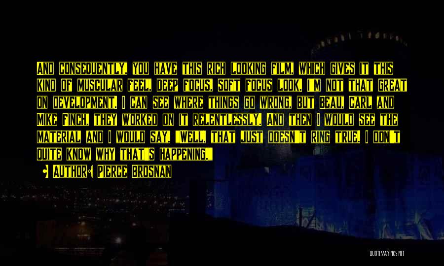 Pierce Brosnan Quotes: And Consequently, You Have This Rich Looking Film, Which Gives It This Kind Of Muscular Feel, Deep Focus, Soft Focus