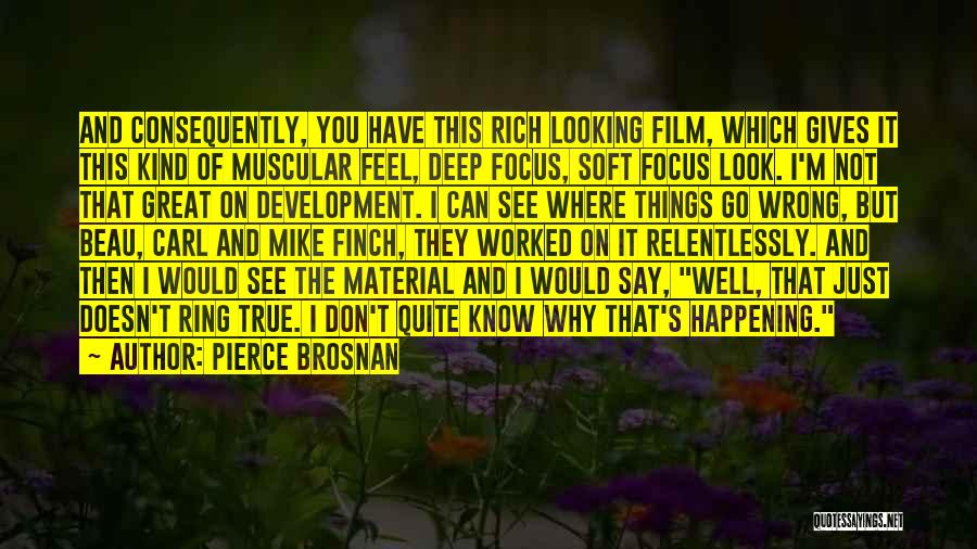 Pierce Brosnan Quotes: And Consequently, You Have This Rich Looking Film, Which Gives It This Kind Of Muscular Feel, Deep Focus, Soft Focus