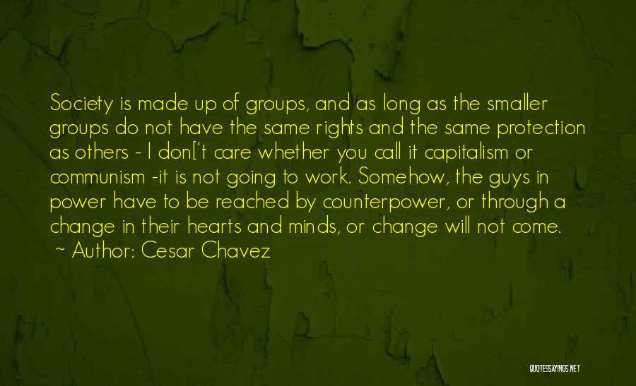 Cesar Chavez Quotes: Society Is Made Up Of Groups, And As Long As The Smaller Groups Do Not Have The Same Rights And