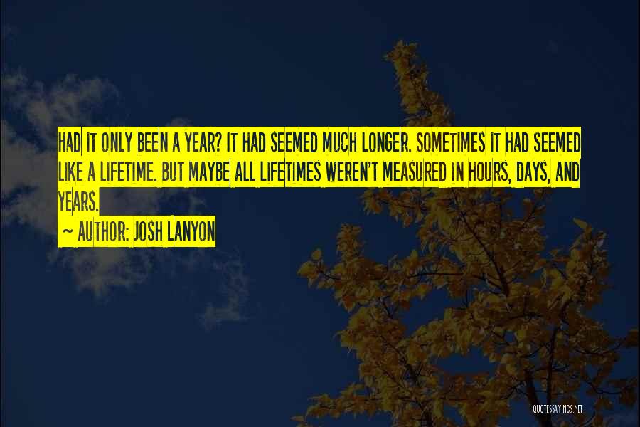 Josh Lanyon Quotes: Had It Only Been A Year? It Had Seemed Much Longer. Sometimes It Had Seemed Like A Lifetime. But Maybe