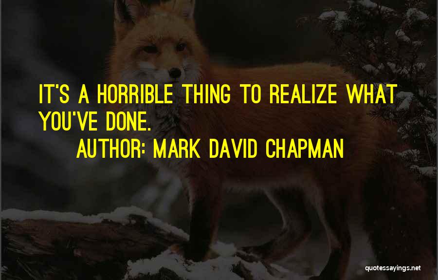 Mark David Chapman Quotes: It's A Horrible Thing To Realize What You've Done.