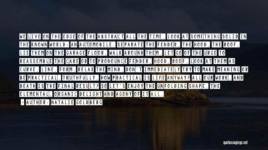 Natalie Goldberg Quotes: We Live On The Edge Of The Abstract All The Time. Look At Something Solid In The Known World: An