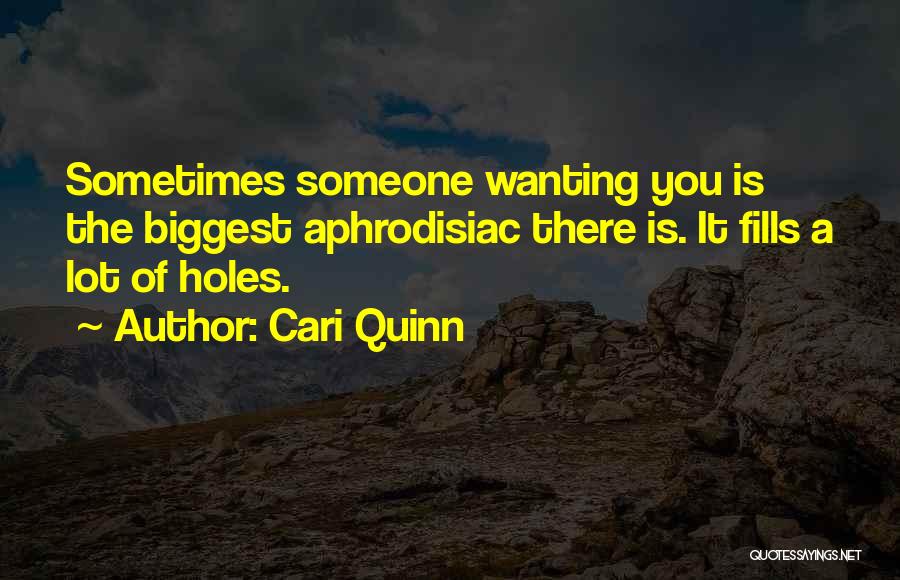 Cari Quinn Quotes: Sometimes Someone Wanting You Is The Biggest Aphrodisiac There Is. It Fills A Lot Of Holes.
