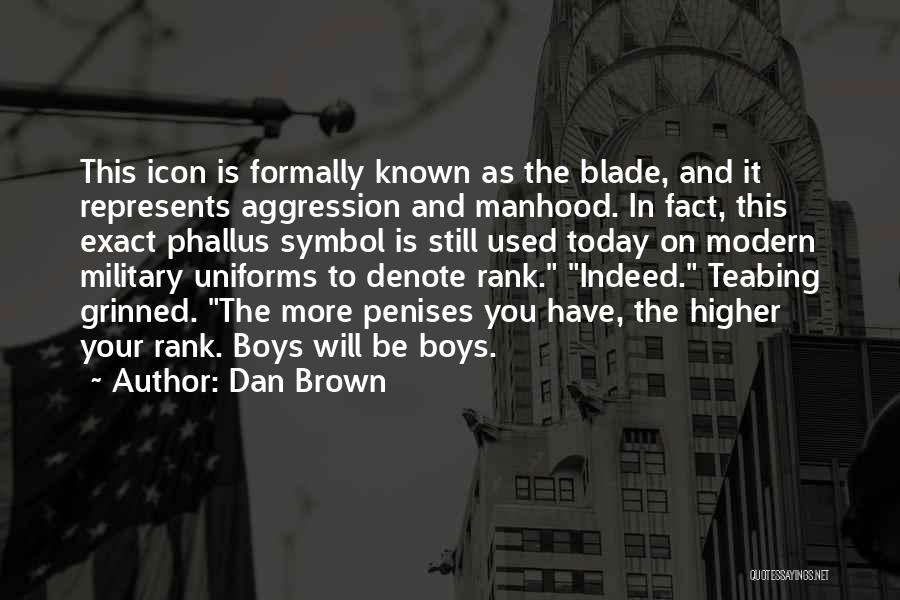 Dan Brown Quotes: This Icon Is Formally Known As The Blade, And It Represents Aggression And Manhood. In Fact, This Exact Phallus Symbol