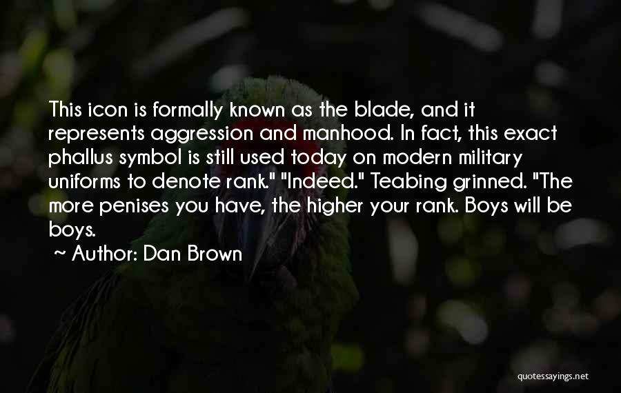 Dan Brown Quotes: This Icon Is Formally Known As The Blade, And It Represents Aggression And Manhood. In Fact, This Exact Phallus Symbol