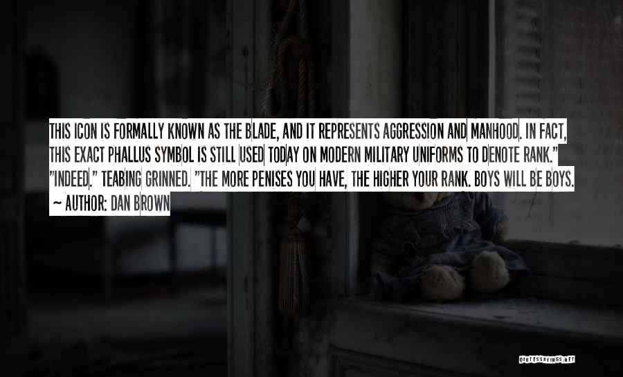 Dan Brown Quotes: This Icon Is Formally Known As The Blade, And It Represents Aggression And Manhood. In Fact, This Exact Phallus Symbol