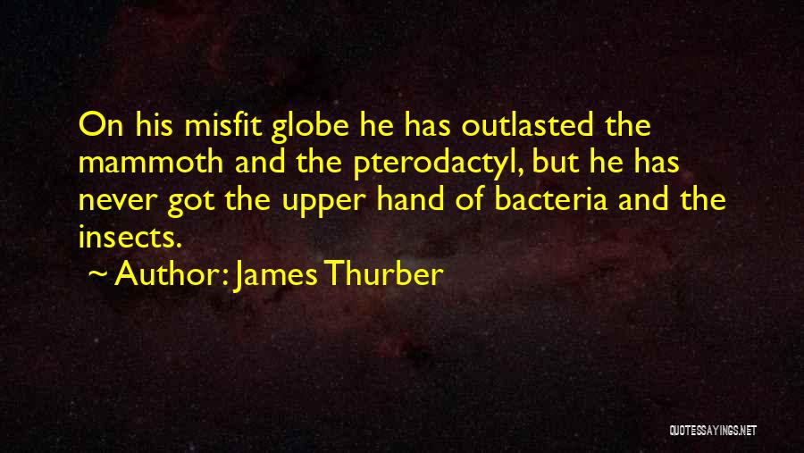 James Thurber Quotes: On His Misfit Globe He Has Outlasted The Mammoth And The Pterodactyl, But He Has Never Got The Upper Hand