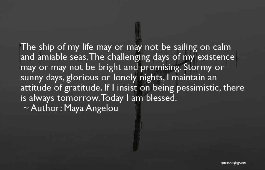 Maya Angelou Quotes: The Ship Of My Life May Or May Not Be Sailing On Calm And Amiable Seas. The Challenging Days Of