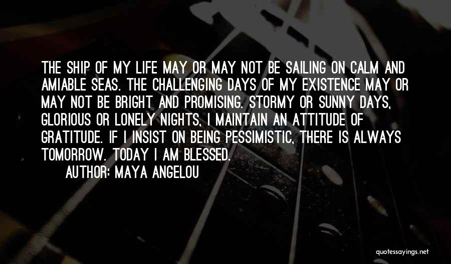 Maya Angelou Quotes: The Ship Of My Life May Or May Not Be Sailing On Calm And Amiable Seas. The Challenging Days Of