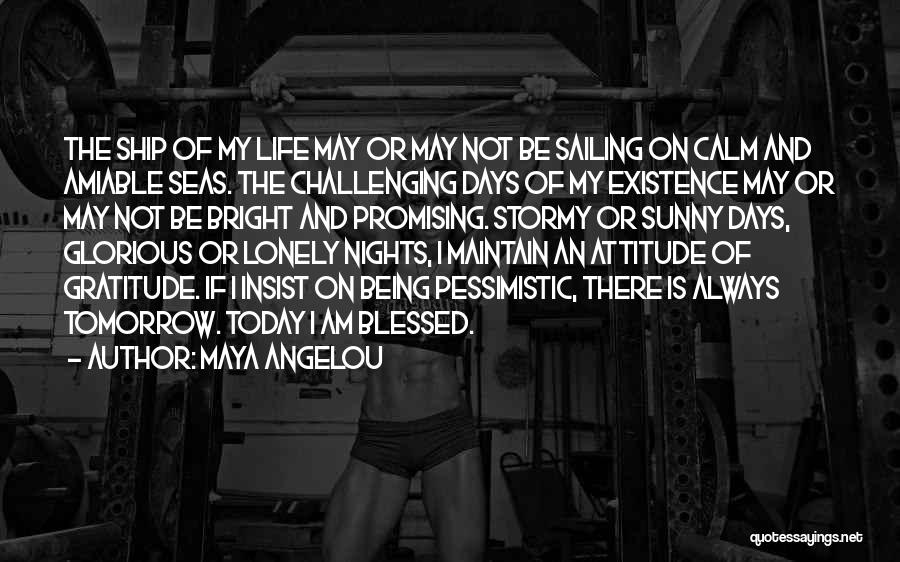 Maya Angelou Quotes: The Ship Of My Life May Or May Not Be Sailing On Calm And Amiable Seas. The Challenging Days Of