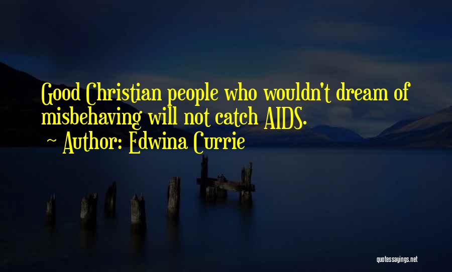 Edwina Currie Quotes: Good Christian People Who Wouldn't Dream Of Misbehaving Will Not Catch Aids.