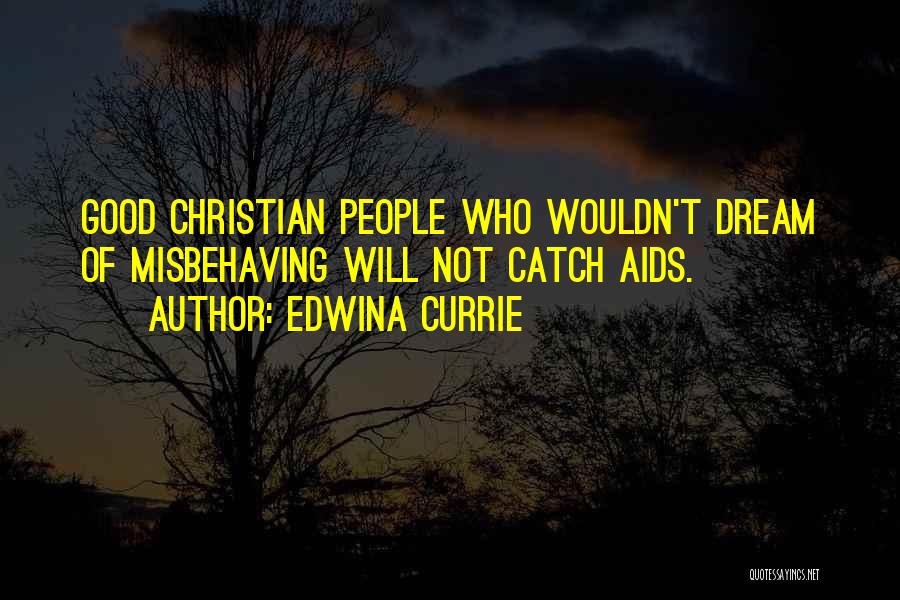 Edwina Currie Quotes: Good Christian People Who Wouldn't Dream Of Misbehaving Will Not Catch Aids.
