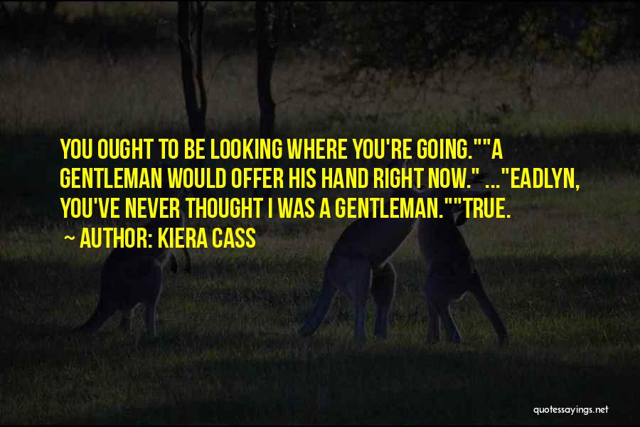 Kiera Cass Quotes: You Ought To Be Looking Where You're Going.a Gentleman Would Offer His Hand Right Now. ...eadlyn, You've Never Thought I