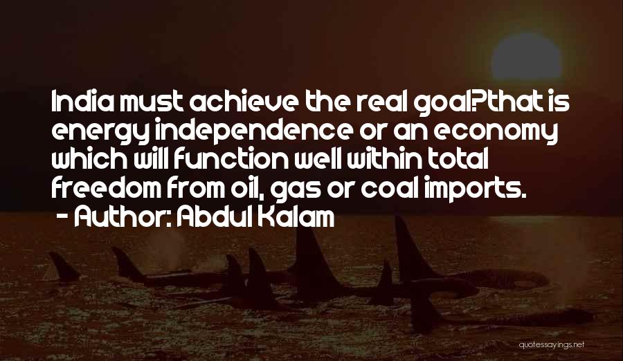 Abdul Kalam Quotes: India Must Achieve The Real Goal?that Is Energy Independence Or An Economy Which Will Function Well Within Total Freedom From