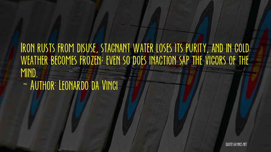 Leonardo Da Vinci Quotes: Iron Rusts From Disuse, Stagnant Water Loses Its Purity, And In Cold Weather Becomes Frozen; Even So Does Inaction Sap