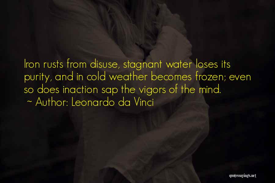 Leonardo Da Vinci Quotes: Iron Rusts From Disuse, Stagnant Water Loses Its Purity, And In Cold Weather Becomes Frozen; Even So Does Inaction Sap