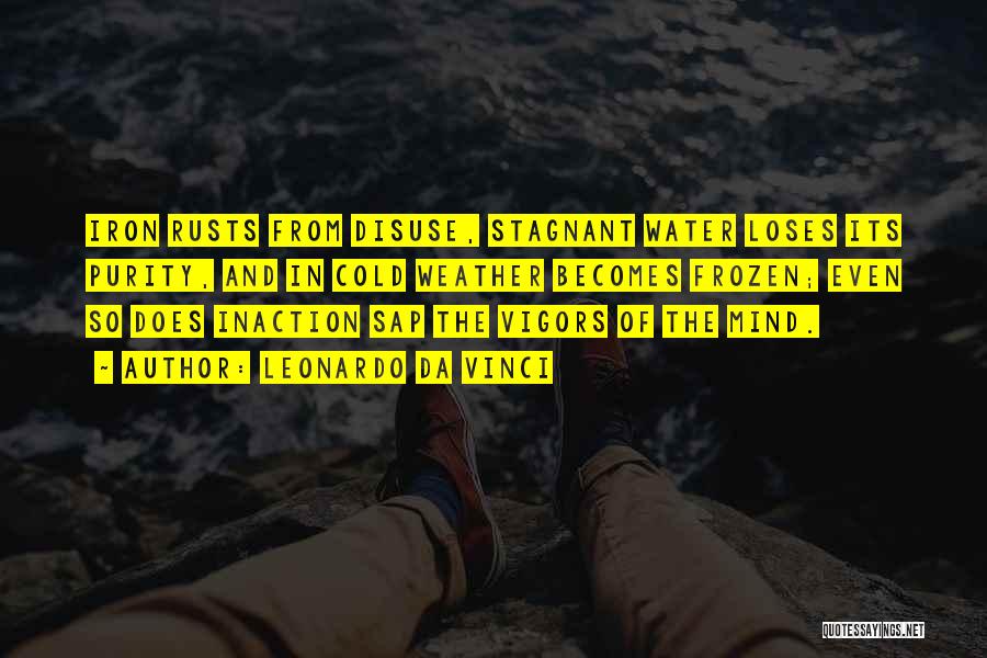 Leonardo Da Vinci Quotes: Iron Rusts From Disuse, Stagnant Water Loses Its Purity, And In Cold Weather Becomes Frozen; Even So Does Inaction Sap