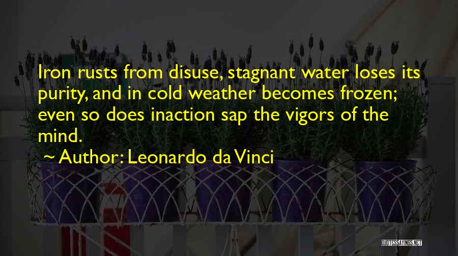 Leonardo Da Vinci Quotes: Iron Rusts From Disuse, Stagnant Water Loses Its Purity, And In Cold Weather Becomes Frozen; Even So Does Inaction Sap