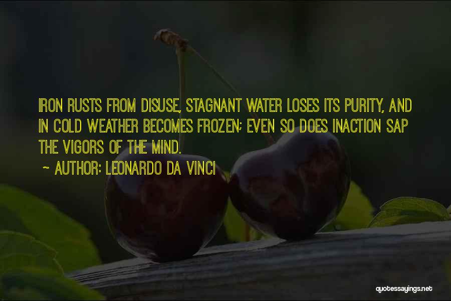 Leonardo Da Vinci Quotes: Iron Rusts From Disuse, Stagnant Water Loses Its Purity, And In Cold Weather Becomes Frozen; Even So Does Inaction Sap