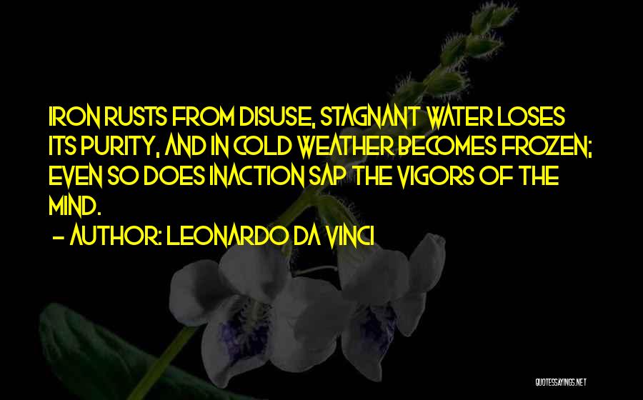 Leonardo Da Vinci Quotes: Iron Rusts From Disuse, Stagnant Water Loses Its Purity, And In Cold Weather Becomes Frozen; Even So Does Inaction Sap