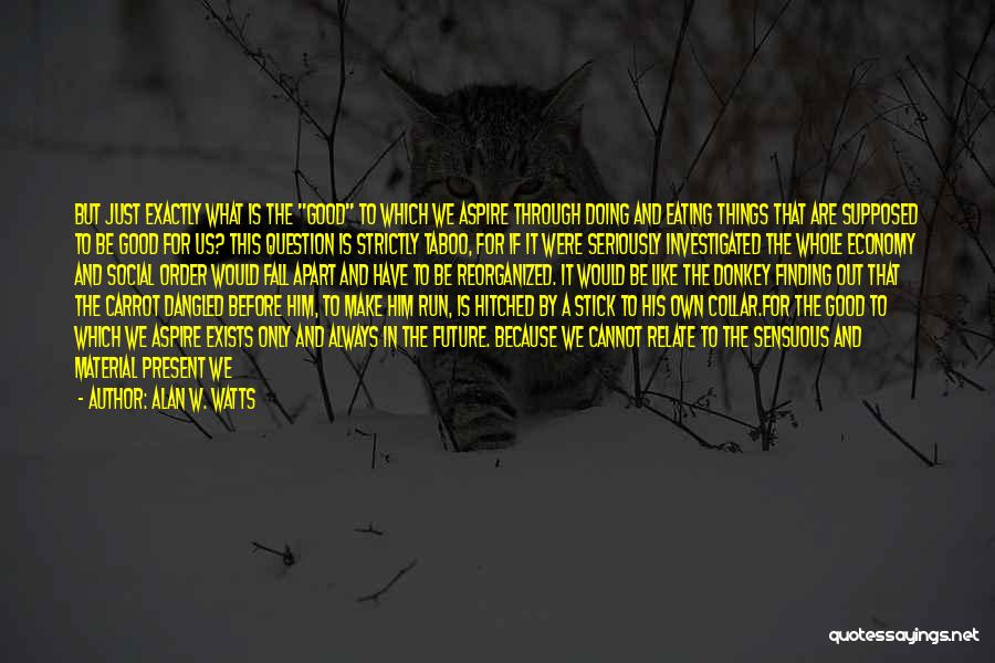 Alan W. Watts Quotes: But Just Exactly What Is The Good To Which We Aspire Through Doing And Eating Things That Are Supposed To