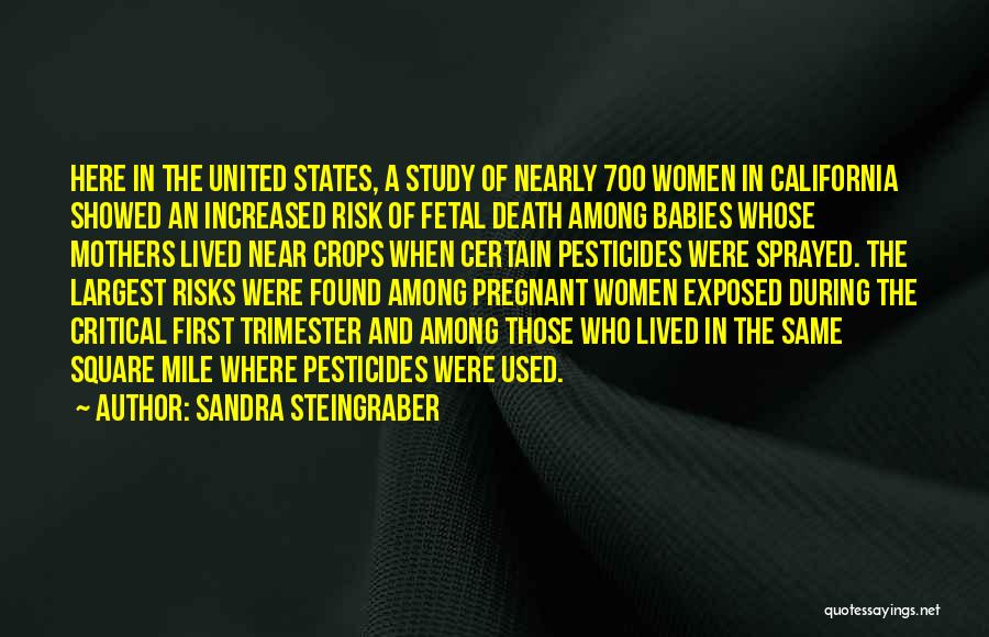 Sandra Steingraber Quotes: Here In The United States, A Study Of Nearly 700 Women In California Showed An Increased Risk Of Fetal Death