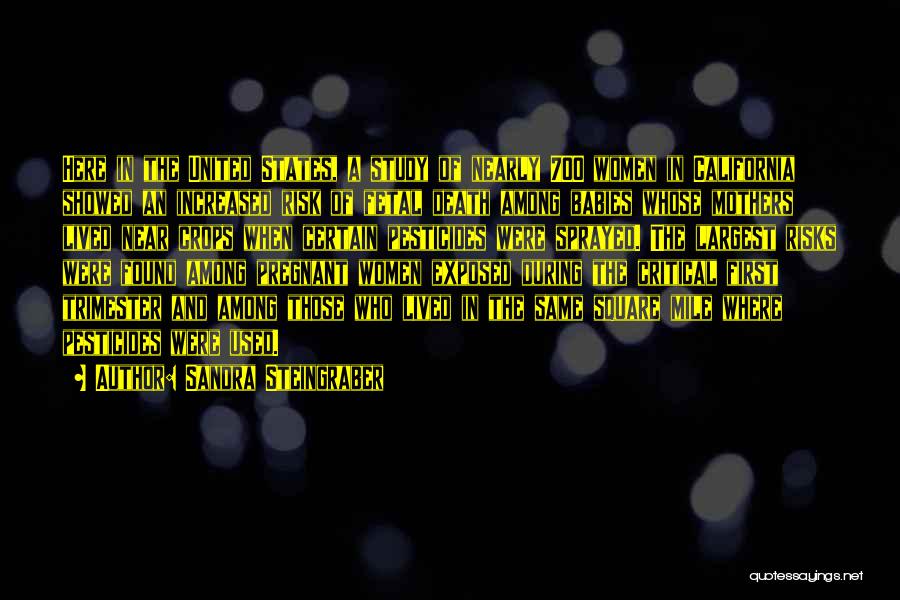 Sandra Steingraber Quotes: Here In The United States, A Study Of Nearly 700 Women In California Showed An Increased Risk Of Fetal Death