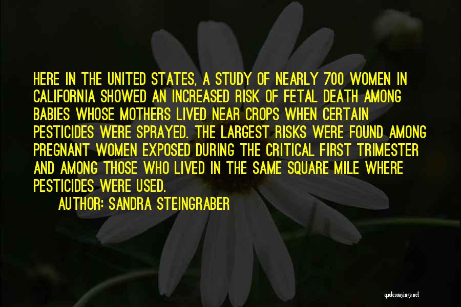 Sandra Steingraber Quotes: Here In The United States, A Study Of Nearly 700 Women In California Showed An Increased Risk Of Fetal Death