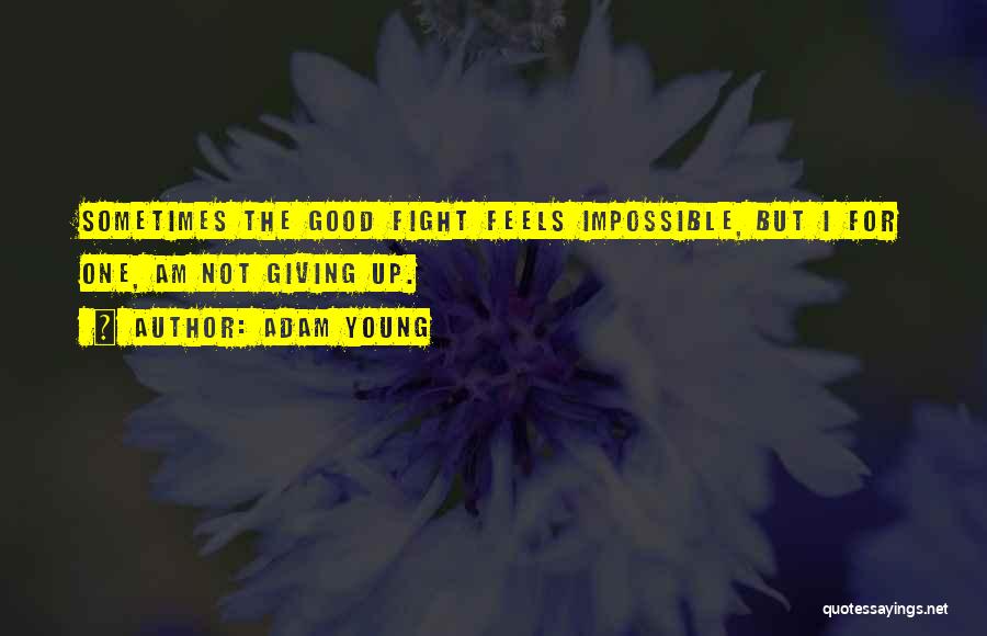 Adam Young Quotes: Sometimes The Good Fight Feels Impossible, But I For One, Am Not Giving Up.