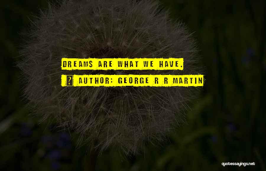 George R R Martin Quotes: Dreams Are What We Have.
