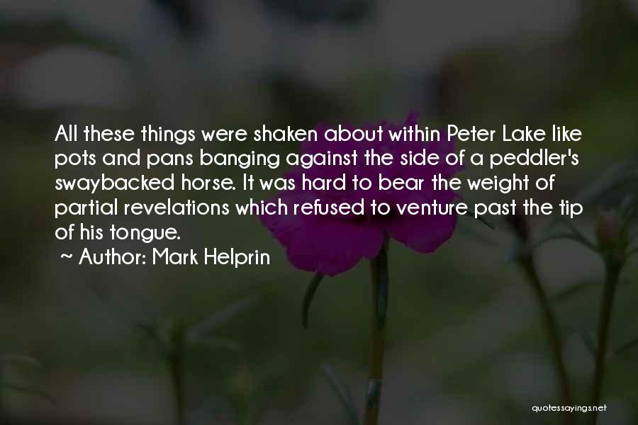 Mark Helprin Quotes: All These Things Were Shaken About Within Peter Lake Like Pots And Pans Banging Against The Side Of A Peddler's