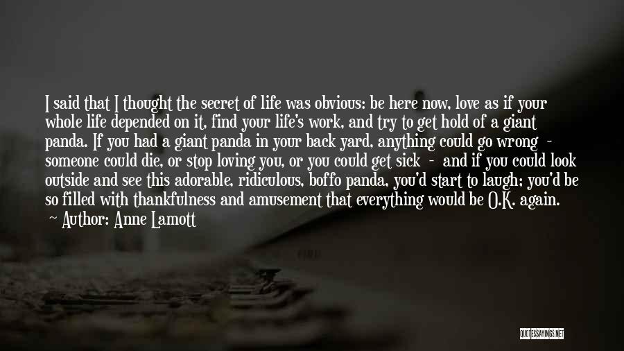 Anne Lamott Quotes: I Said That I Thought The Secret Of Life Was Obvious: Be Here Now, Love As If Your Whole Life