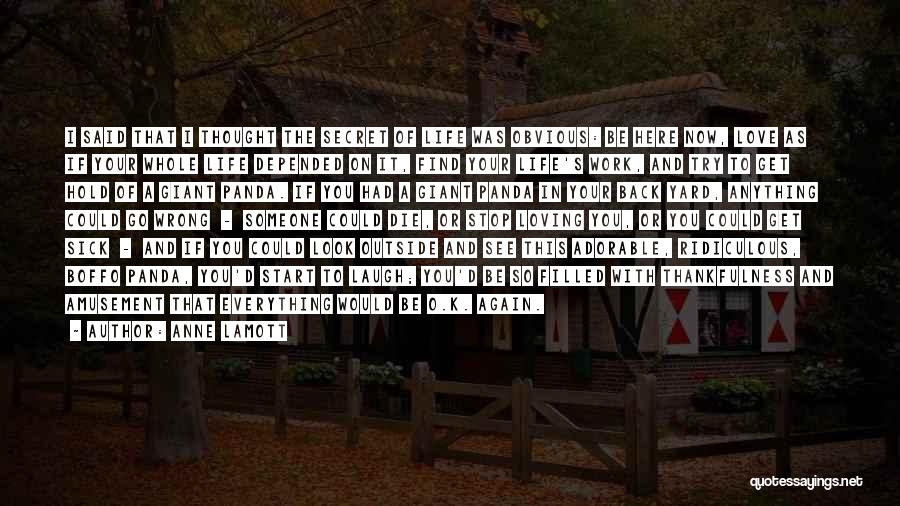 Anne Lamott Quotes: I Said That I Thought The Secret Of Life Was Obvious: Be Here Now, Love As If Your Whole Life