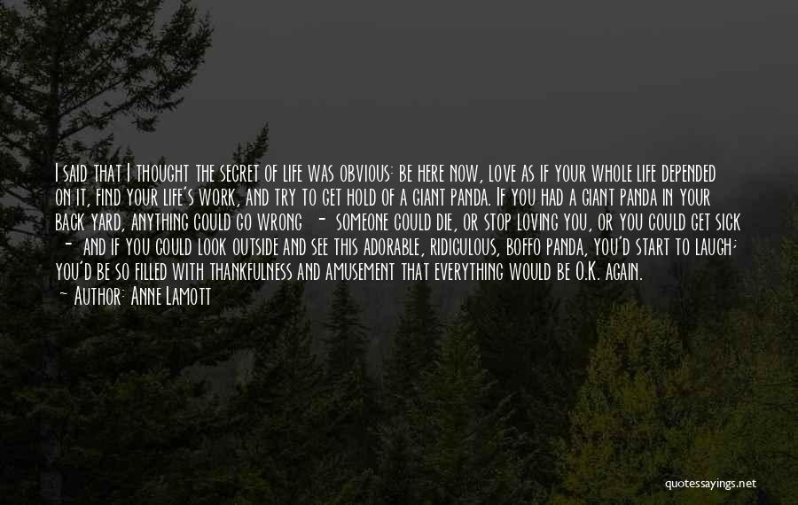 Anne Lamott Quotes: I Said That I Thought The Secret Of Life Was Obvious: Be Here Now, Love As If Your Whole Life