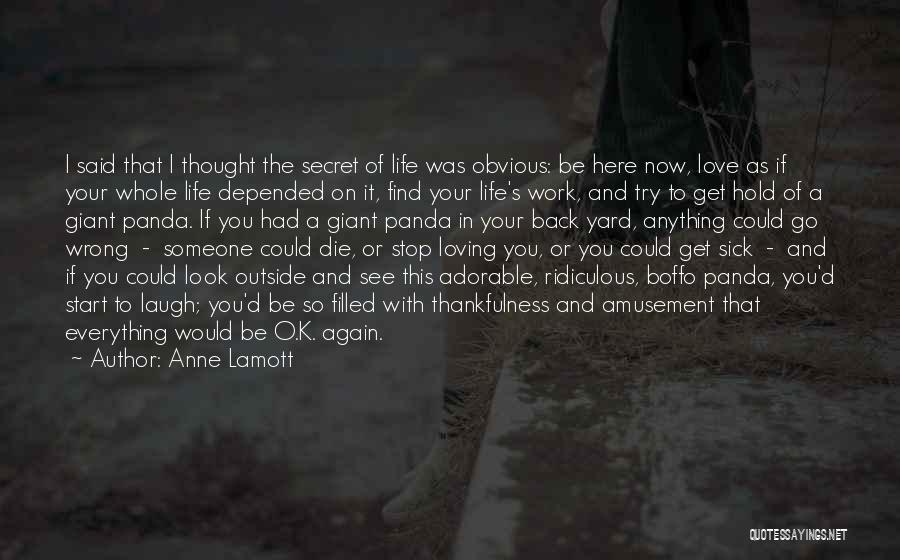 Anne Lamott Quotes: I Said That I Thought The Secret Of Life Was Obvious: Be Here Now, Love As If Your Whole Life