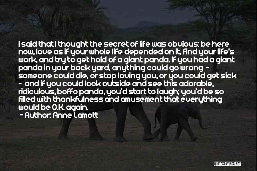 Anne Lamott Quotes: I Said That I Thought The Secret Of Life Was Obvious: Be Here Now, Love As If Your Whole Life