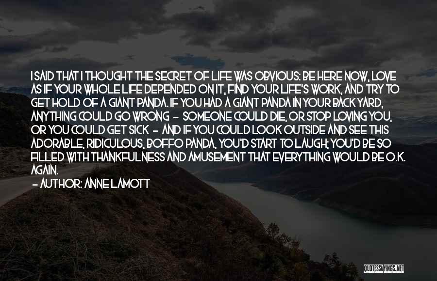 Anne Lamott Quotes: I Said That I Thought The Secret Of Life Was Obvious: Be Here Now, Love As If Your Whole Life