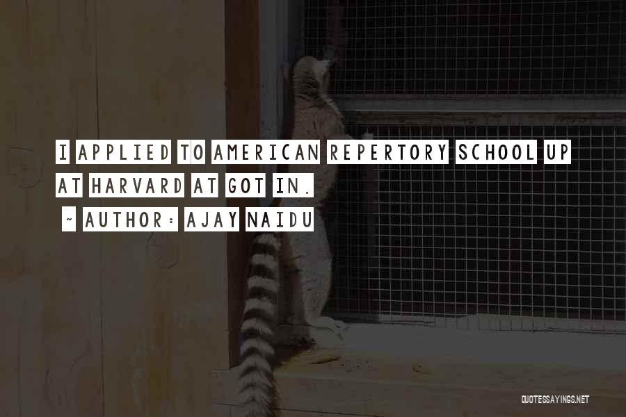 Ajay Naidu Quotes: I Applied To American Repertory School Up At Harvard At Got In.