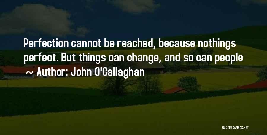 John O'Callaghan Quotes: Perfection Cannot Be Reached, Because Nothings Perfect. But Things Can Change, And So Can People