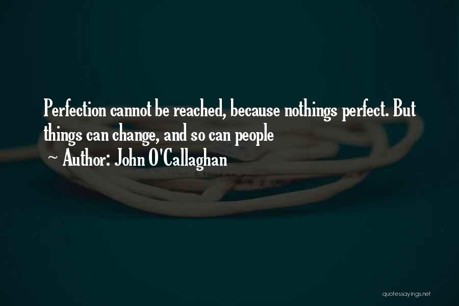 John O'Callaghan Quotes: Perfection Cannot Be Reached, Because Nothings Perfect. But Things Can Change, And So Can People