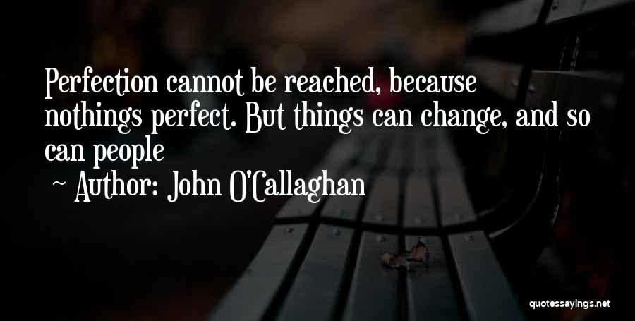 John O'Callaghan Quotes: Perfection Cannot Be Reached, Because Nothings Perfect. But Things Can Change, And So Can People