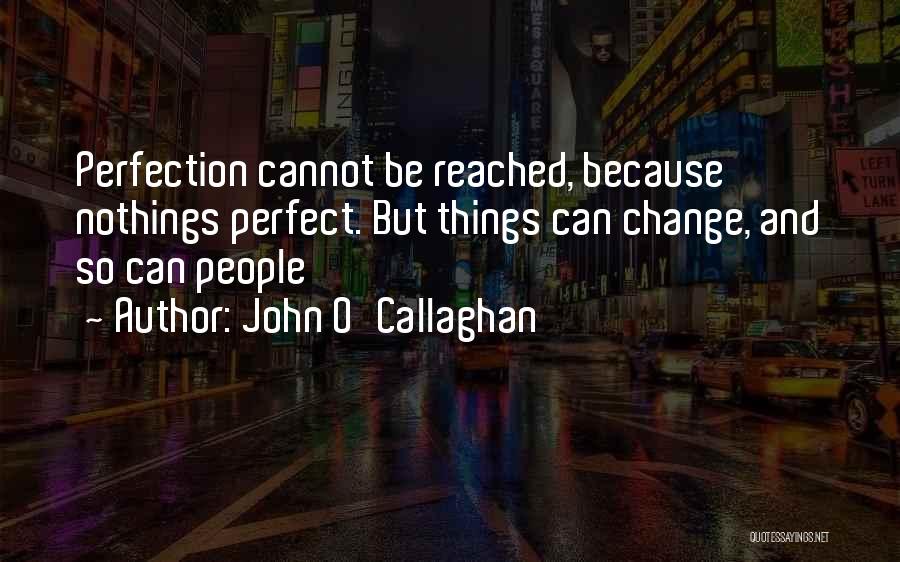 John O'Callaghan Quotes: Perfection Cannot Be Reached, Because Nothings Perfect. But Things Can Change, And So Can People