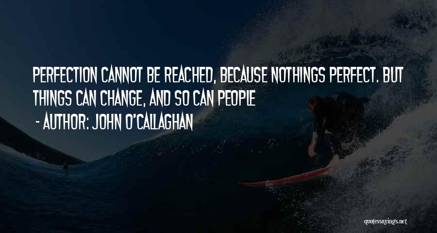 John O'Callaghan Quotes: Perfection Cannot Be Reached, Because Nothings Perfect. But Things Can Change, And So Can People