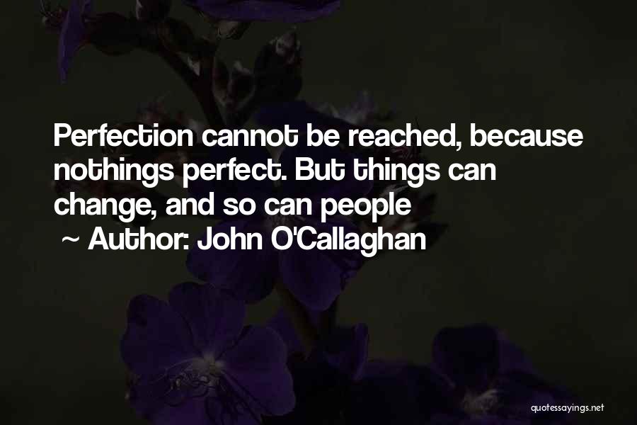 John O'Callaghan Quotes: Perfection Cannot Be Reached, Because Nothings Perfect. But Things Can Change, And So Can People