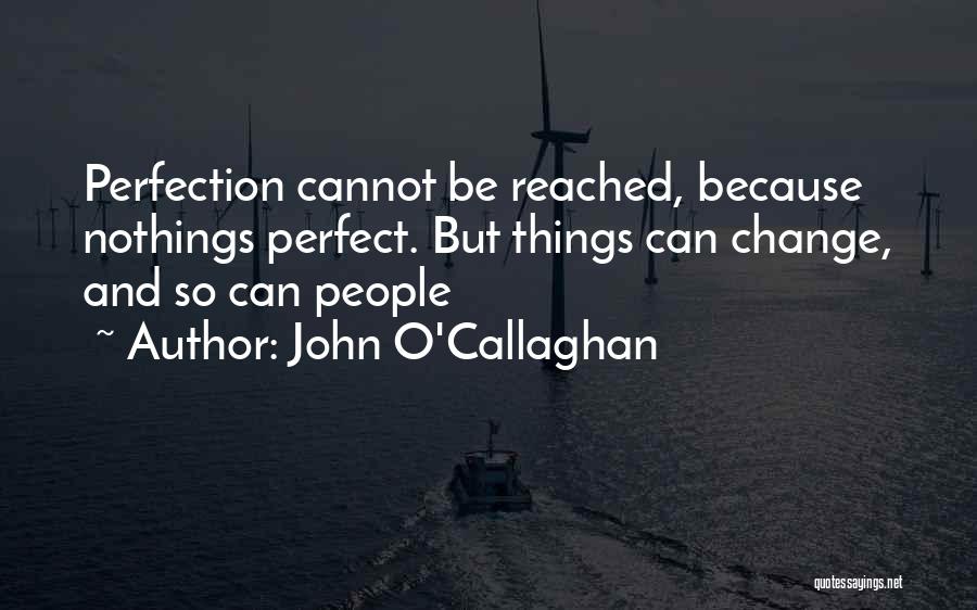 John O'Callaghan Quotes: Perfection Cannot Be Reached, Because Nothings Perfect. But Things Can Change, And So Can People