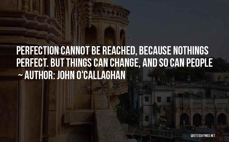 John O'Callaghan Quotes: Perfection Cannot Be Reached, Because Nothings Perfect. But Things Can Change, And So Can People