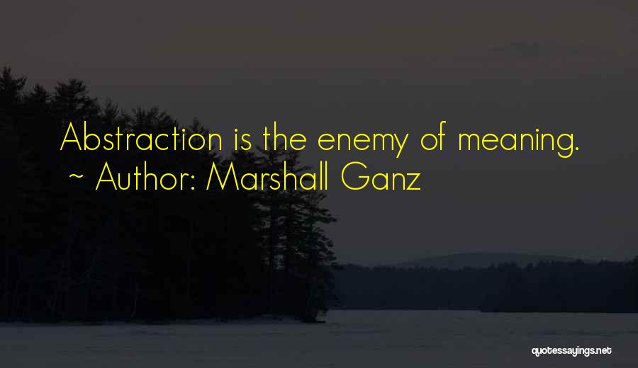 Marshall Ganz Quotes: Abstraction Is The Enemy Of Meaning.