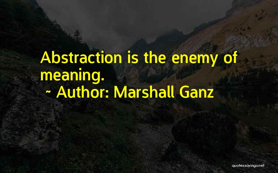 Marshall Ganz Quotes: Abstraction Is The Enemy Of Meaning.